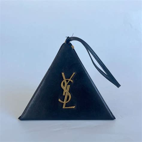 Saint Laurent's Black Leather Pyramid Logo Bag 